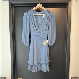 Elegant Blue Long Sleeve Dress